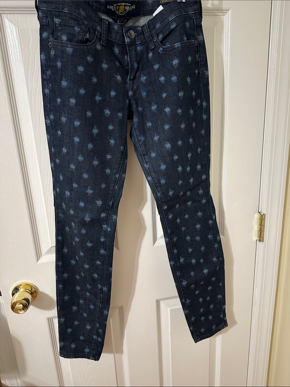 Lucky Brand Navy Blue Dot-Pattern Skinny Jeans